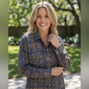 💋Impressions Blue and Purple Button-Down Shirt 180